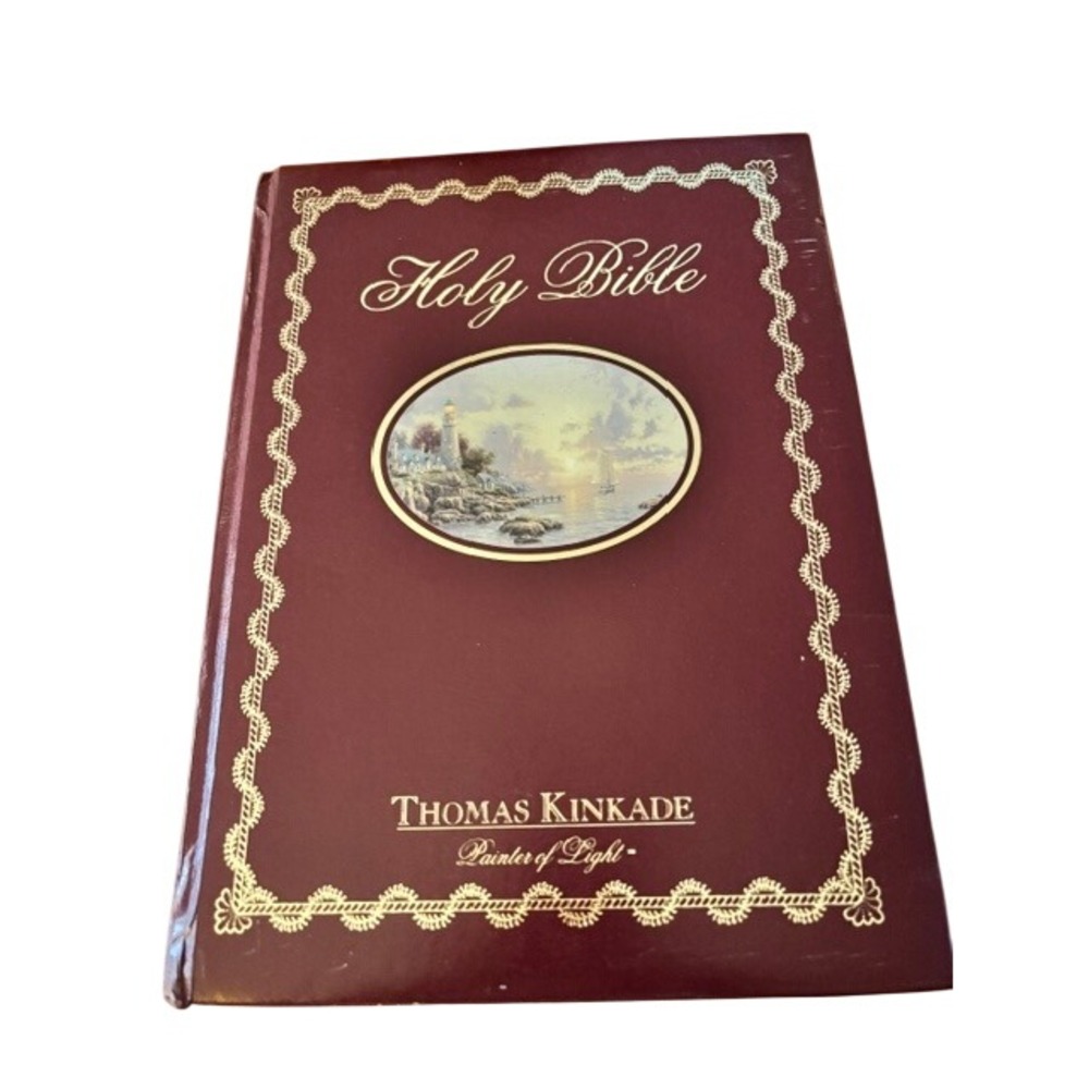 Thomas Kinkade Painter of Light Holy Bible NKJV Burgundy Hardcover Thomas Nelson